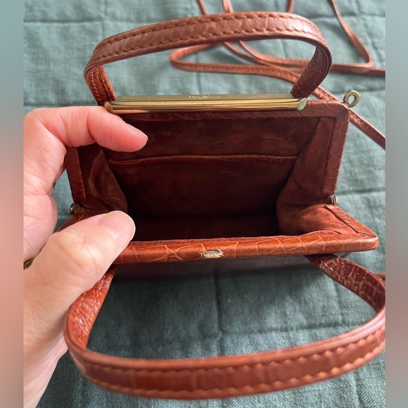 Mini Genuine Crocodile leather purse vintage cognac by Gold Pfeil - Picture 2 of 4